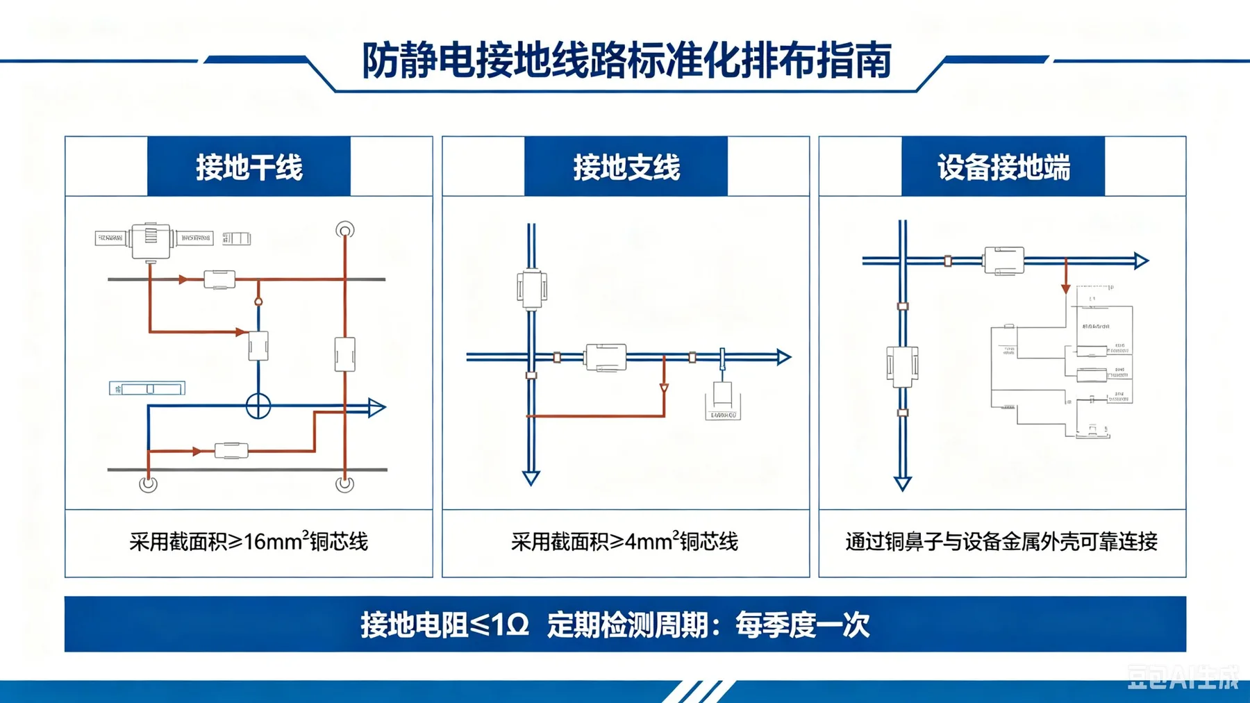 接地线路规整化排布施工现场