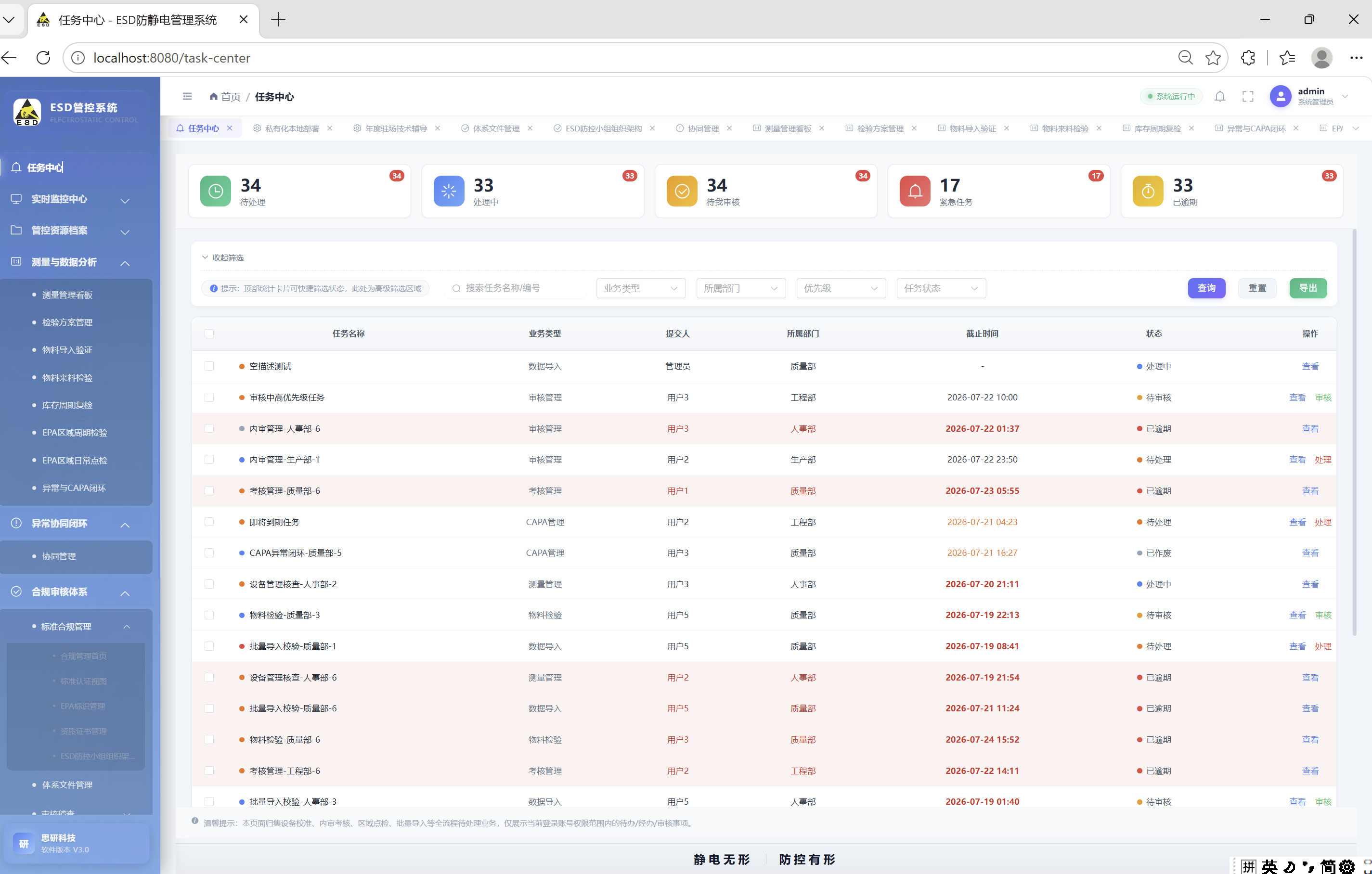 ESD 防静电智能管控系统 v3.0 的完整技术架构、部署方式和功能模块说明